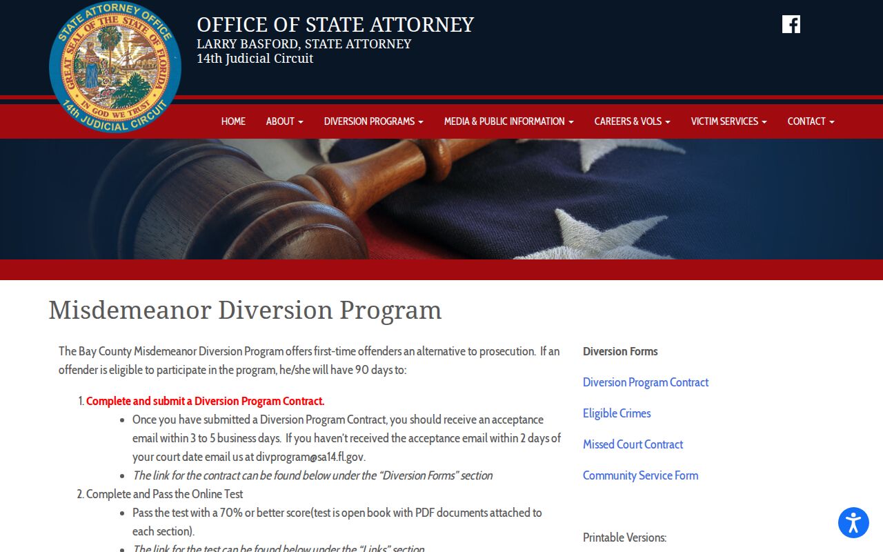 Bay County misdemeanor diversion program instructions
