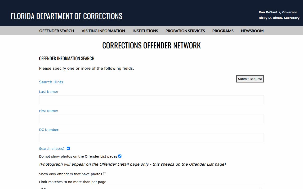 Bay County criminal history Florida corrections search