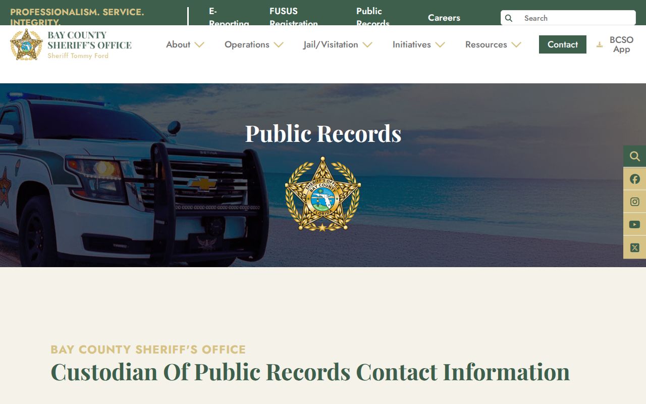 Bay County criminal history BCSO public records