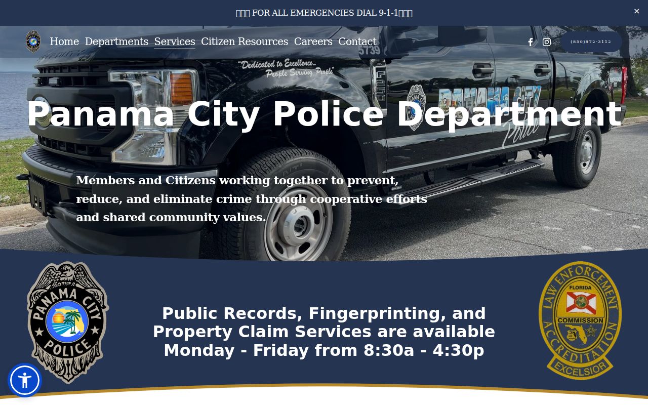 Panama City Police official records request page